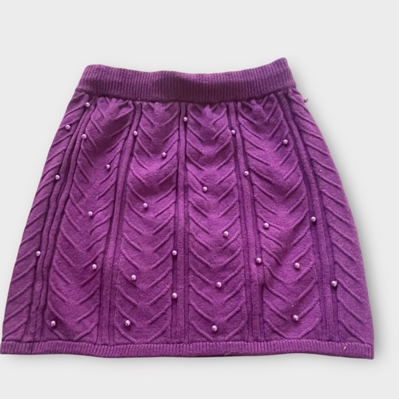 Purple Pearl Sweater Cable Knit Skirt Set - Picture 6 of 10